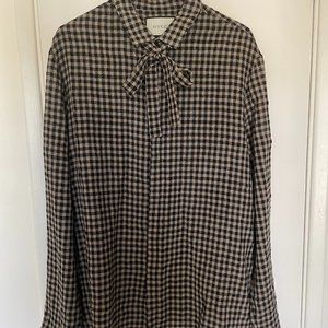 Authentic Gucci Women's Wool Plaid Button Down Top Size IT 44 US 8